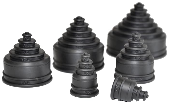 Flexicon Rubber End Cap, Conduit Fitting, 42mm Nominal Size, Thermoplastic Elastomer, Black IP66 rating
