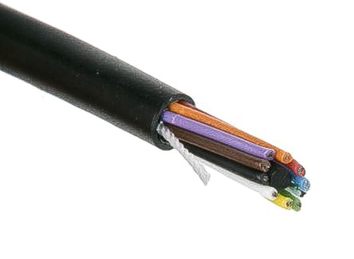 Alpha Wire Xtra-Guard 2 Performance Cable Control Cable, 10 Cores, 0.35 mm², Unscreened, 30m, Black PE Sheath, 22 AWG