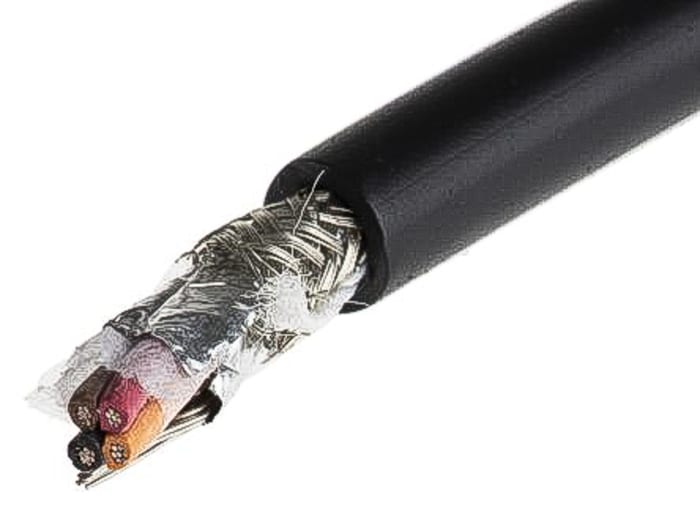 Alpha Wire Xtra-Guard 2 Performance Cable Control Cable, 4 Cores, 0.81 mm², Screened, 30m, Black PE Sheath, 18 AWG