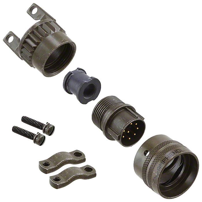 Amphenol Industrial, 97Size 18 Straight Cable Clamp, For Use With Jacketed Cable, Wires Protected by Tubing