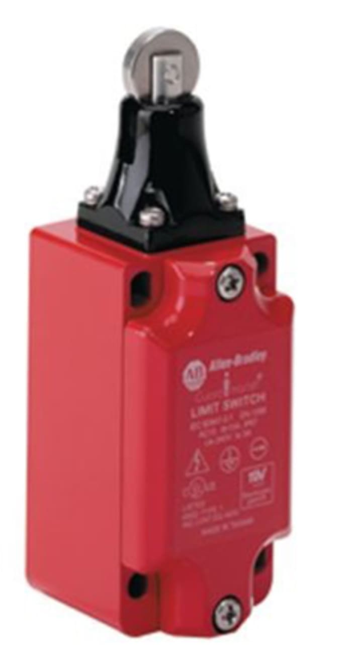 Allen Bradley Guardmaster 440P Series Roller Plunger Limit Switch, NO/NC, IP66, 4PST, Metal Housing