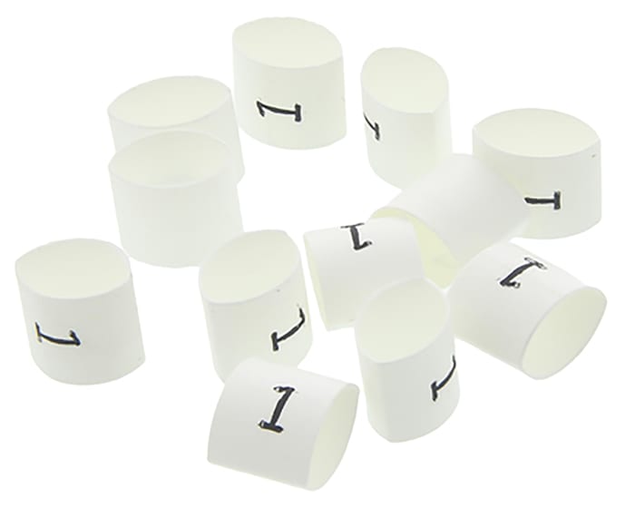 TE Connectivity TRSA Heat Shrink Cable Markers, White, Pre-printed "0 → 9", 2 → 6mm Cable