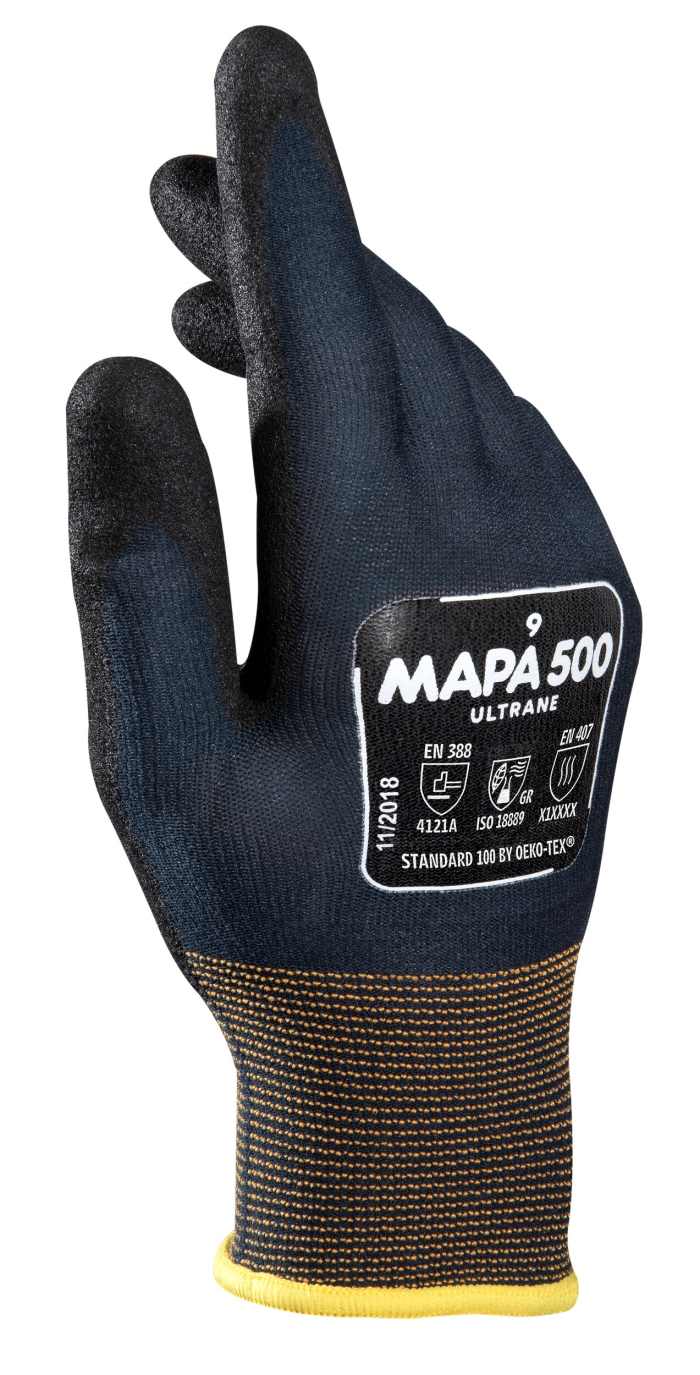 Gants de manutention Mapa ULTRANE 500, Taille 8, Manutention générale, 1 Paire, Noir