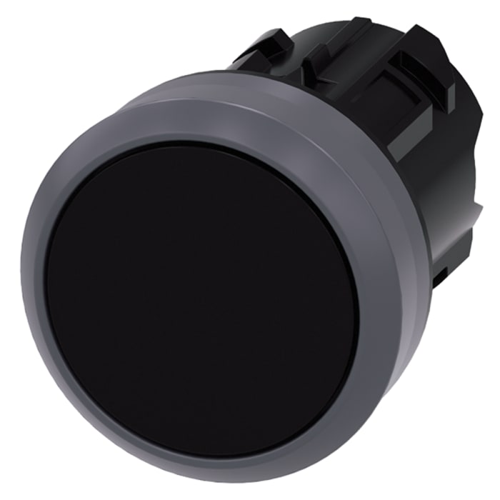 Tête de bouton poussoir Siemens, SIRIUS ACT Noir, Ø découpe 22mm, Accrochage