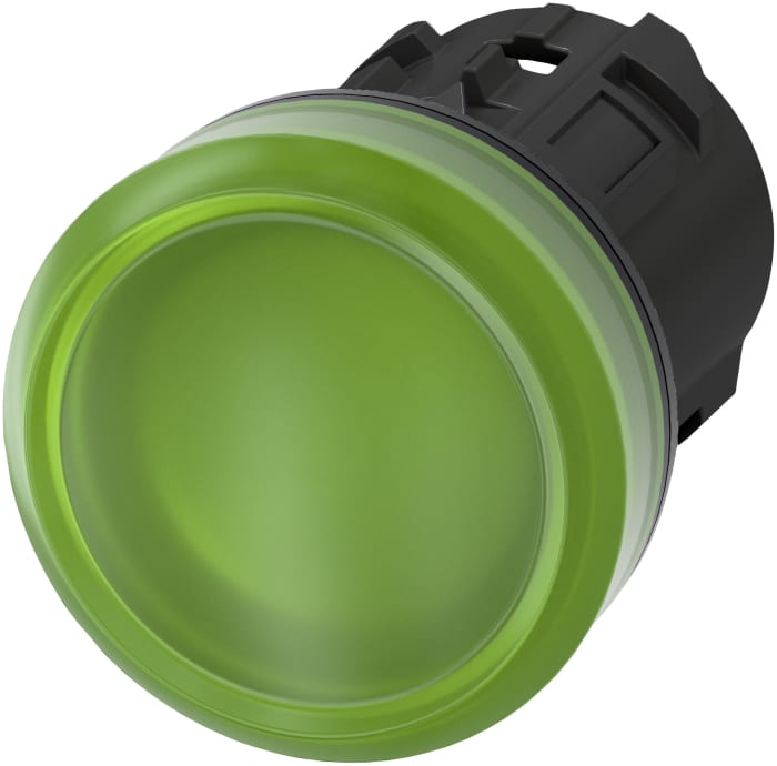 Tête de voyant lumineux Vert Siemens, série SIRIUS ACT 3SU10, diam. découpe 22mm, IP69K