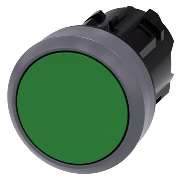 Tête de bouton poussoir Siemens, SIRIUS ACT Vert, Ø découpe 22mm, Momentané