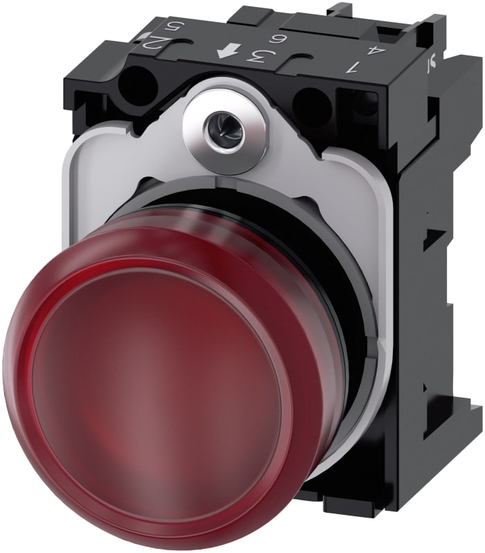Siemens, SIRIUS ACT 3SU11, Panel Mount Red LED Pilot Light, 22mm Cutout, IP20, Round, 230V ac