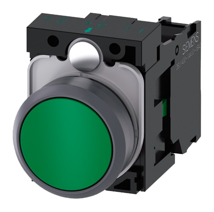 Siemens SIRIUS ACT Series Push Button Complete Unit, Panel Mount, 22mm Cutout, SPST