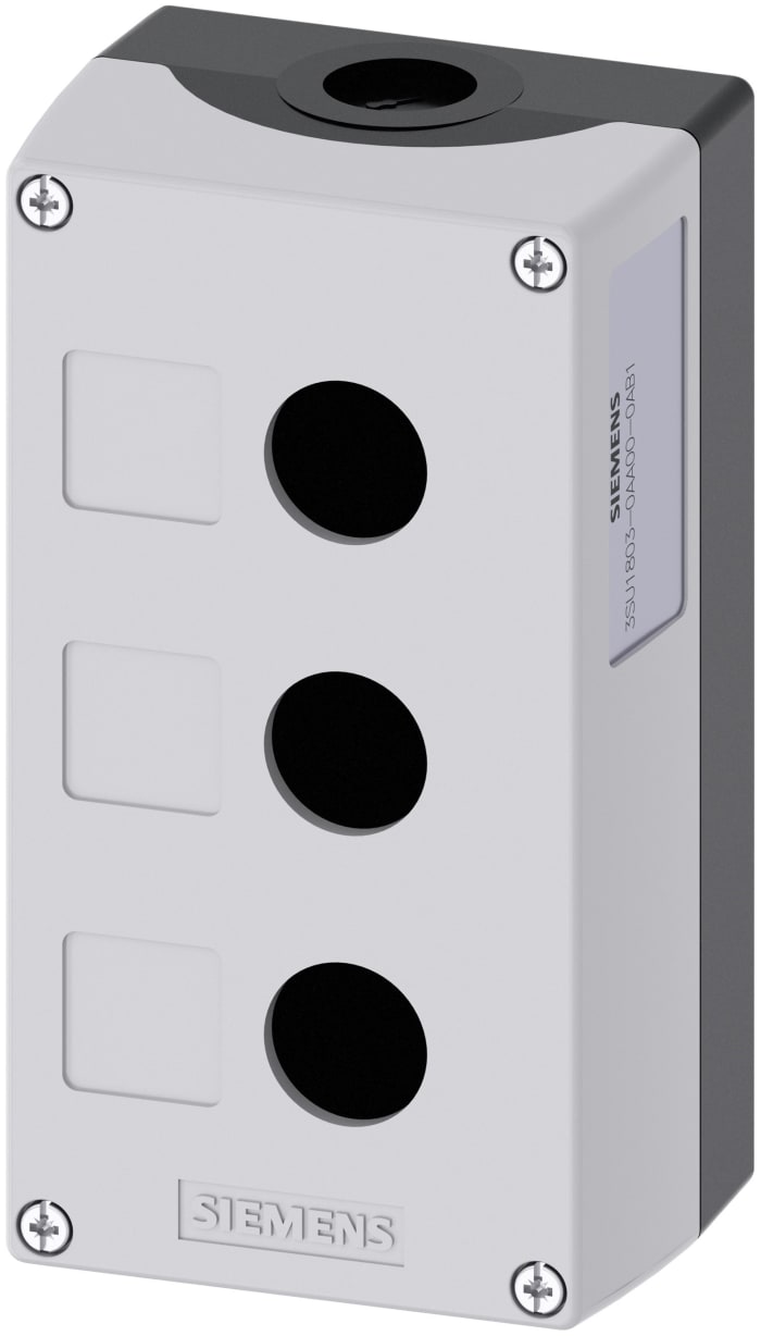 Siemens Grey Plastic SIRIUS ACT 3SU18 Push Button Enclosure - 3 Hole 22mm Diameter