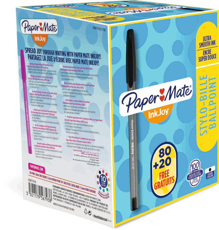 Paper Mate Black Ball Point Pen, 1 mm Tip Size