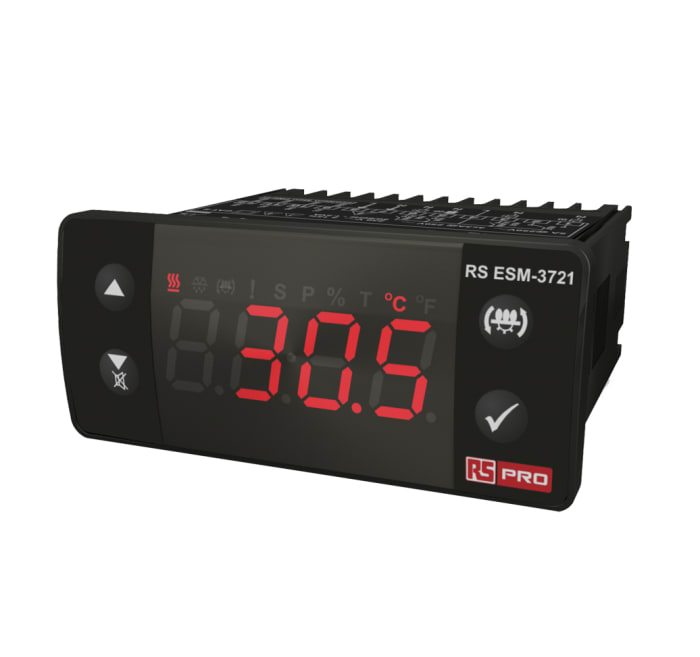RS PRO Panel Mount PID Temperature Controller, 76 x 34.5mm 1 Input, 3 Output Relay, 230 V ac Supply Voltage ON/OFF, PID