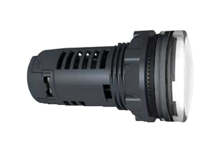 Schneider Electric, XB5, Panel Mount White Universal LED Pilot Light Complete, 22mm Cutout, IP66, Round, 24V ac/dc