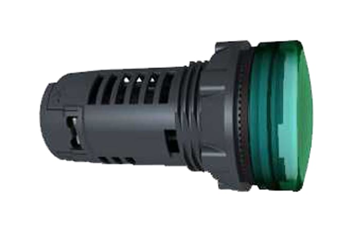 Schneider Electric, Harmony XB5, Panel Mount Green Universal LED Pilot Light Complete, 22mm Cutout, IP66, Round, 230V ac