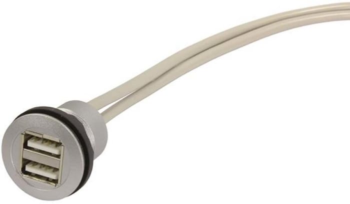 HARTING Straight, Panel Mount, Socket- Dual Port Type A to A 2.0 USB Connector
