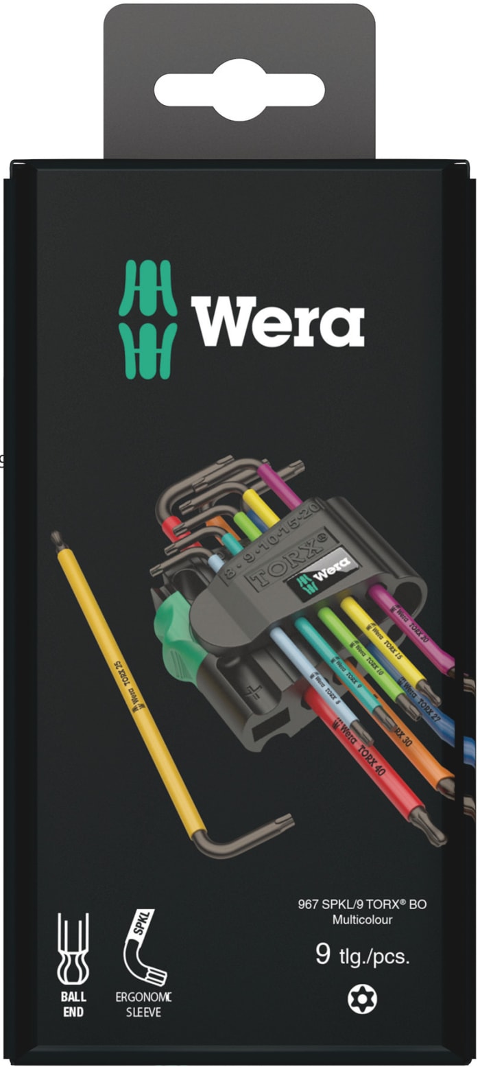 Wera 9-Piece Torx Key Set, 150 x 80 x 30 mm Size, L Shape, Long Arm