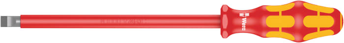 Wera Slotted Insulated Screwdriver, 10 mm Tip, 200 mm Blade, VDE/1000V, 112 mm Overall