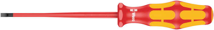 Wera Slotted Insulated Screwdriver, 3.5 mm Tip, 100 mm Blade, VDE/1000V, 181 mm Overall