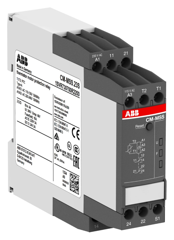 ABB Temperature Monitoring Relay, 1 Phase, DPDT, DIN Rail