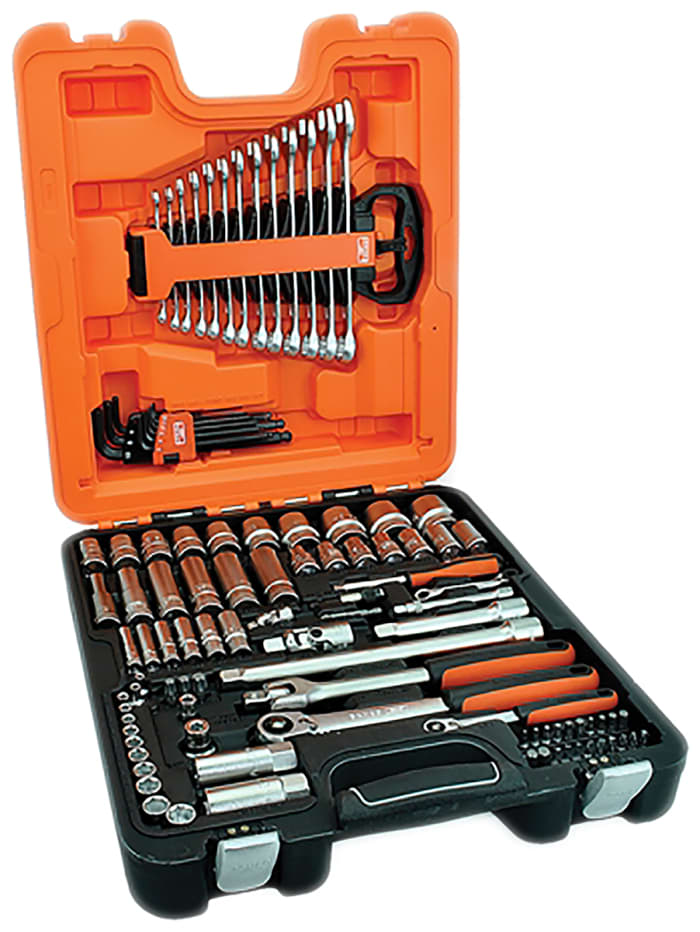 Bahco 103 Piece Metric 1 2 in 1 4 in Deep Socket Standard Socket Spanner Allen Key Bit Set with Ratchet 6 point Hex