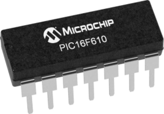 Microchip PIC16F610-I/P, 8bit PIC Microcontroller, PIC16F, 20MHz, 1024 words Flash, 14-Pin PDIP
