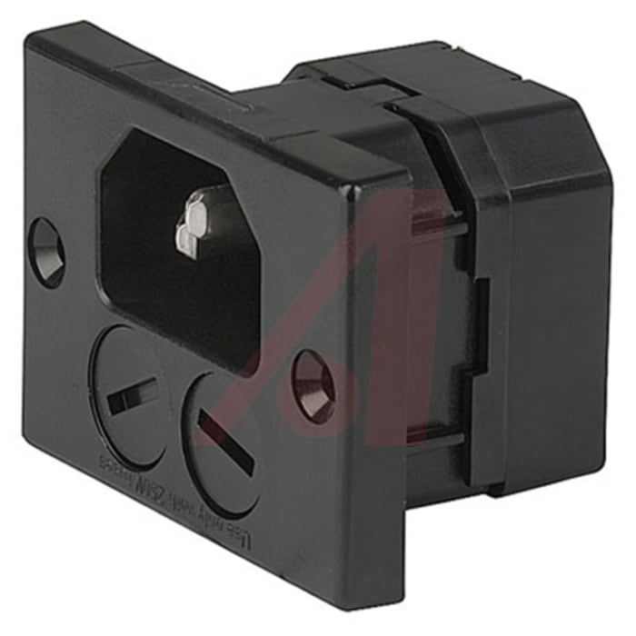 Schurter C14, C18 Vertical Panel Mount IEC Connector Male, 10A, 250 V, Fuse Size 5 x 20mm
