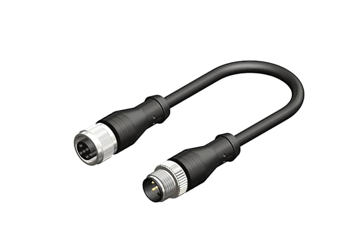 RS PRO Straight Female 5 way M12 to Straight Male 5 way M12 Sensor Actuator Cable, 2m