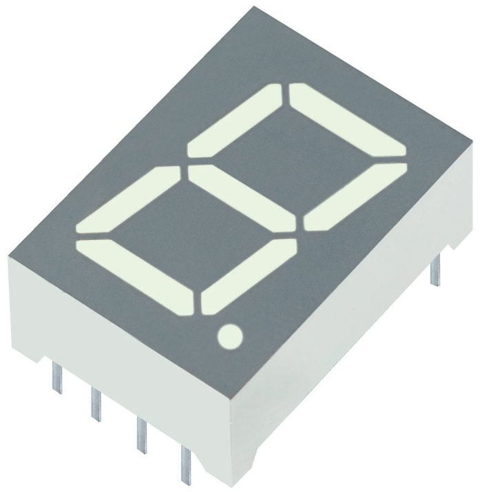 SA52-11SURKWA Kingbright 7-Segment LED Display, CA Red 11 mcd RH DP 13.2mm