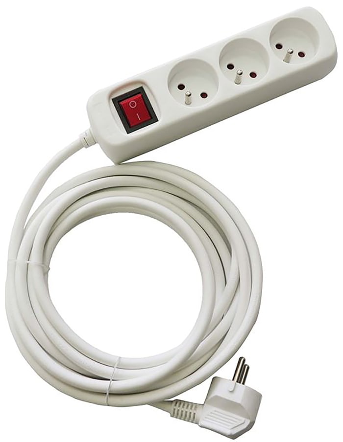 Conector hembra de extensión RS PRO, 3 conectores, Cable 4m, 230 V ac Tipo E - Francés Tipo E - francés