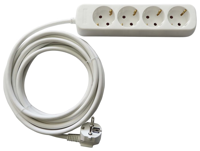 Bloc multiprise RS PRO, 4 prises Schuko, cordon 5m