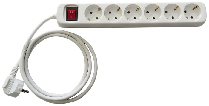 RS PRO Type F - German Schuko 6 Gang Extension socket, 2m Cable, 230 V ac, Fused