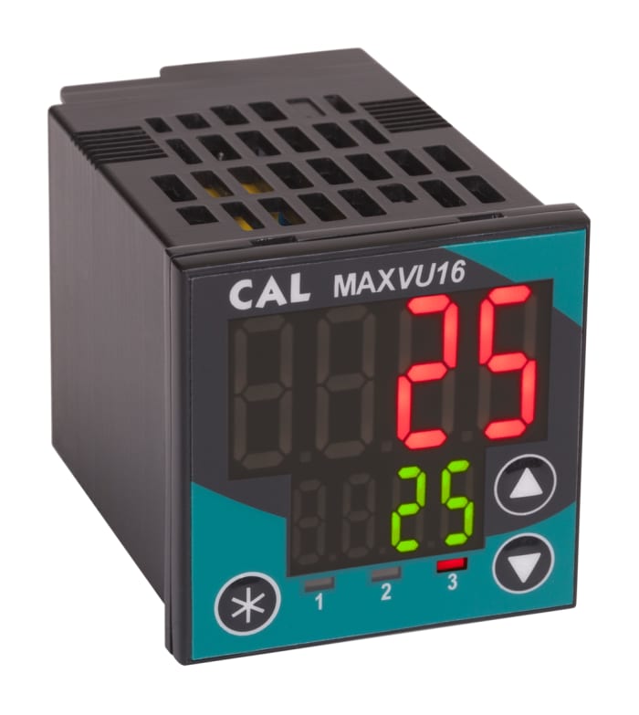 CAL MAXVU16 1/16 DIN PID Temperature Controller, 48 x 48mm 1 Input, 3  Output Relay, SSR, 24 V ac/dc Supply Voltage