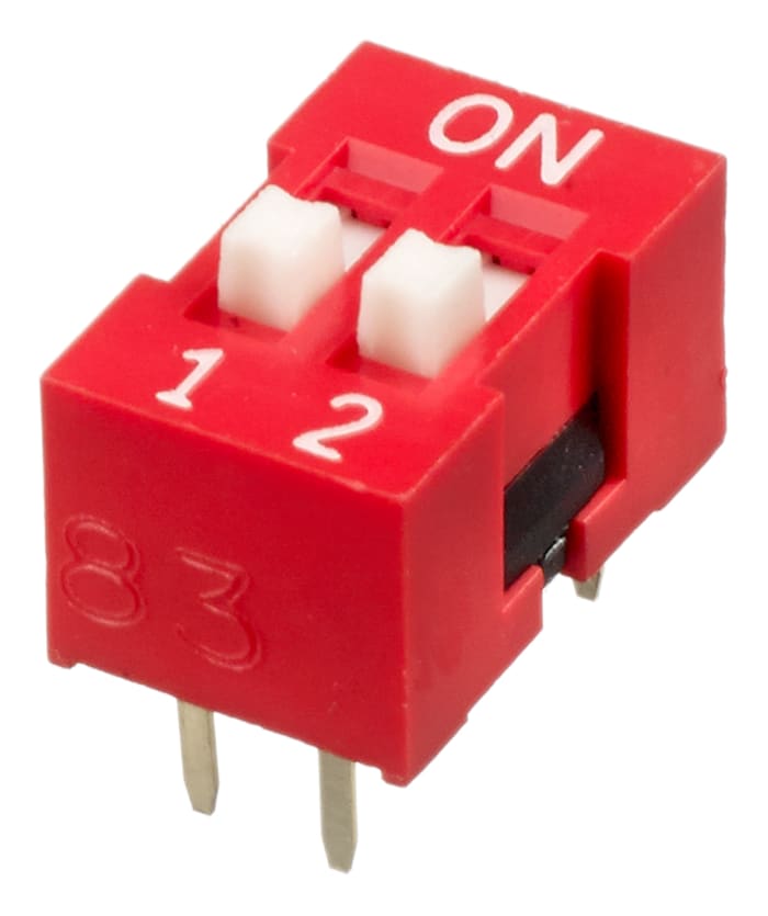 APEM 2 Way Through Hole DIP Switch SPST, Raised Actuator