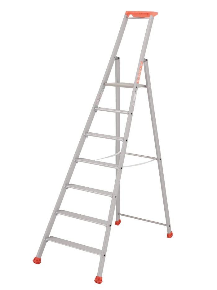 TUBESCA Anodized Aluminium 7 steps Step Ladder, 1.54m platform height, 2.19m open length