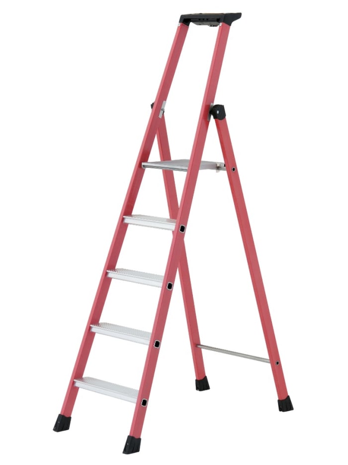 TUBESCA Fibreglass 5 steps Step Ladder, 1.15m platform height, 1.81m open length