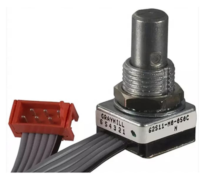 Grayhill 5V dc Optical Encoder with a 6.32 mm Flat Shaft, Panel Mount, Center Ribbon Cable with Connector