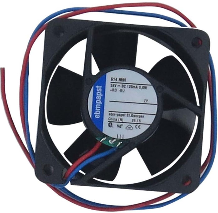 ebm-papst 600 N Series Axial Fan, 24 V dc, DC Operation, 56m³/h, 2.9W, IP20, 60 x 60 x 25mm