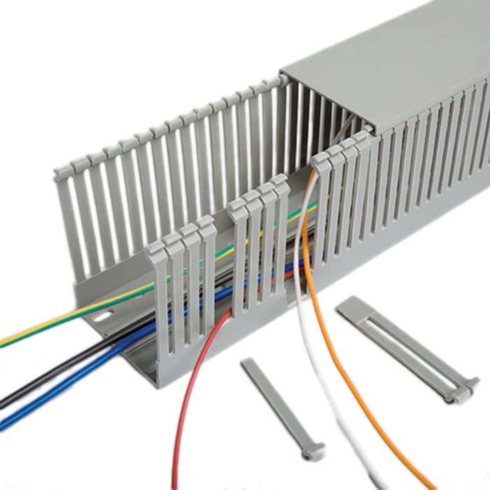 Betaduct Betaduct Metric Grey Slotted Panel Trunking - Open Slot, W60 mm x D25mm, L2m, PVC