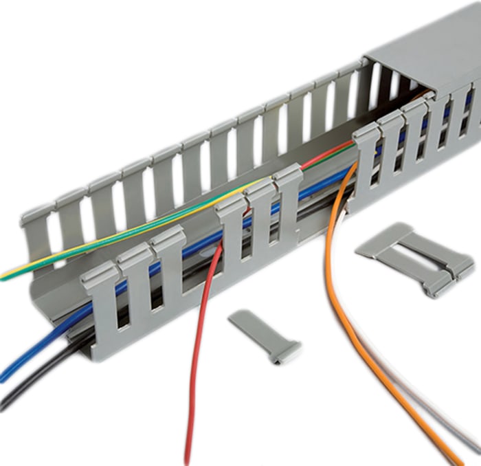 Betaduct Betaduct Metric Grey Slotted Panel Trunking - Open Slot, W80 mm x D25mm, L2m, PVC