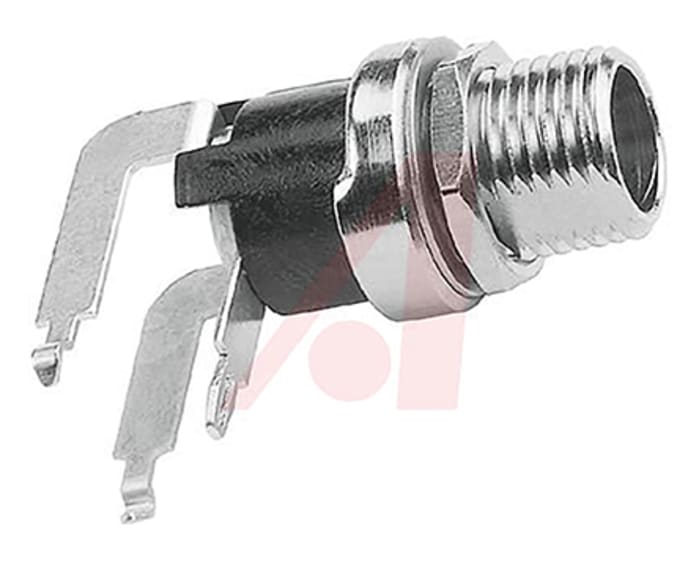Switchcraft, RA Right Angle DC Socket Rated At 5.0A, 12.0 V, Panel Mount, length 19.5mm, Silver
