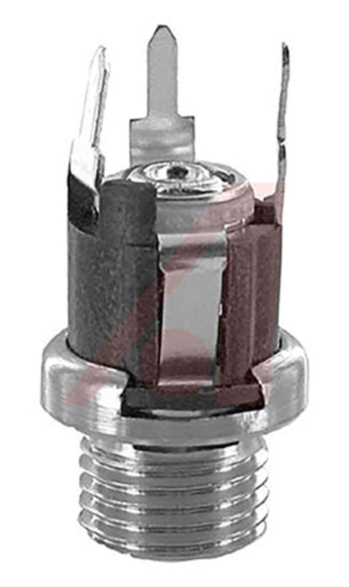Switchcraft, PC7 DC Socket Rated At 5.0A, 12.0 V, Panel Mount, length 20.8mm, Silver