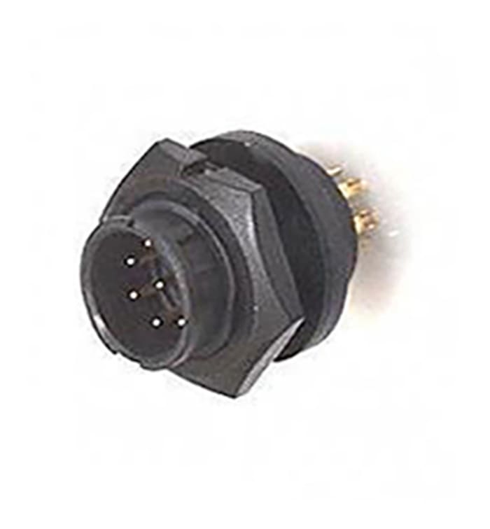 Kulatý konektor, řada: EN3, počet kontaktů: 6, orientace těla: přímý, Montáž na panel, pohlaví kontaktu: Samec, typ