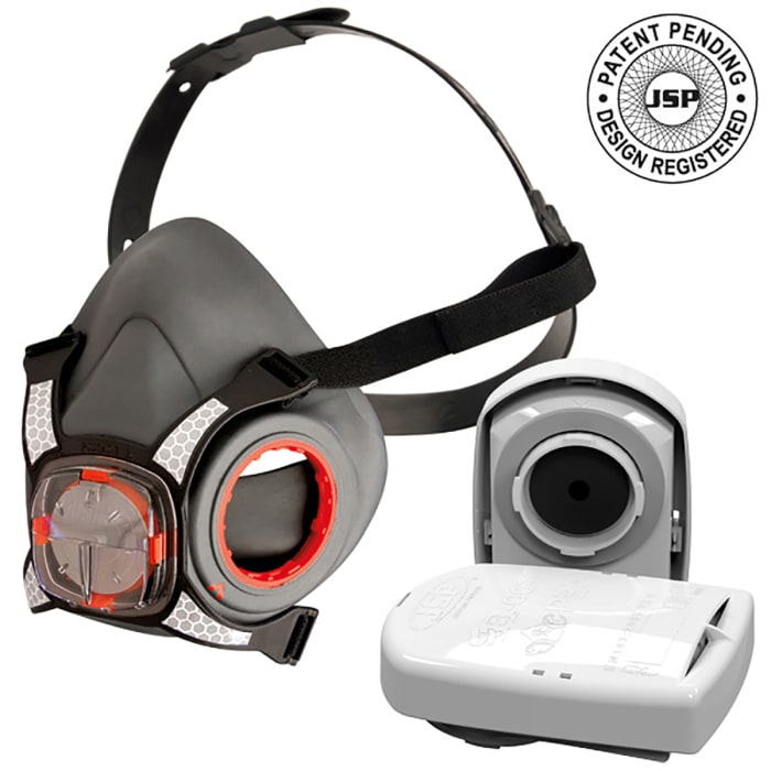 JSP PressToCheck Series Half-Type Mask Respirator with Replacement Filters, Size Medium, Hypoallergenic