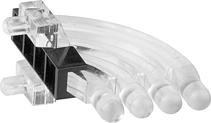 1276.1004 MENTOR, PCB Mounted 4-Way Right Angle LED Light Pipe, Quad-Level-Row Clear Dome Lens