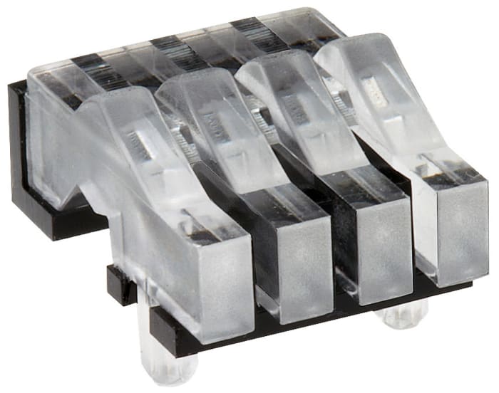 1278.1004 MENTOR, PCB Mounted 4-Way Right Angle LED Light Pipe, Clear Rectangle Lens