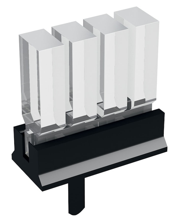 1296.4124 MENTOR, PCB Mounted 4-Way LED Light Pipe, Clear Rectangle Lens