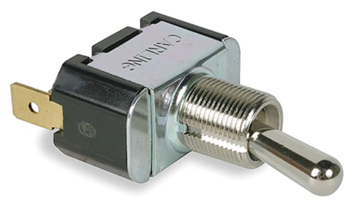 Carling Technologies Toggle Switch, Panel Mount, Latching, SPST, Solder Terminal, 125V