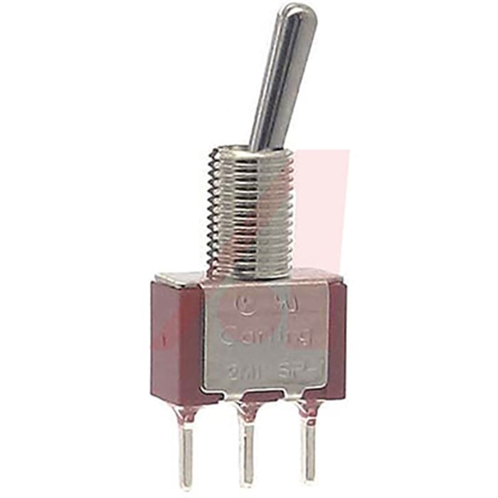 Carling Technologies Toggle Switch, Panel Mount, Latching, SPST, Through Hole Terminal, 250V ac