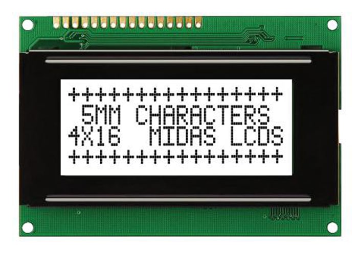 Midas MC42004A6W-FPTLW MC42004A Alphanumeric LCD Display Blue, 4 Rows by 20 Characters, Transmissive