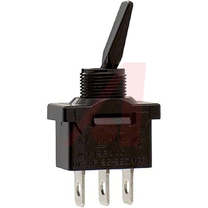Carling Technologies Toggle Switch, Panel Mount, On-Off-On, SPDT, Tab Terminal, 250V ac
