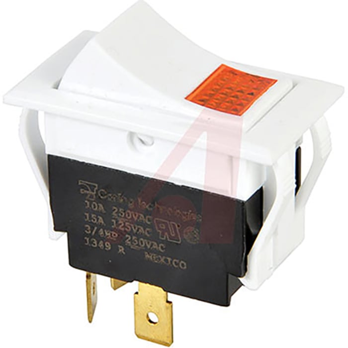 Carling Technologies Illuminated DPDT, On-Off Rocker Switch Panel Mount